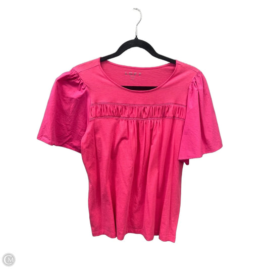 Top Short Sleeve By Loft In Pink, Size: Lp