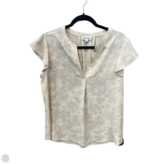 Top Short Sleeve By Calvin Klein In Tan, Size: L