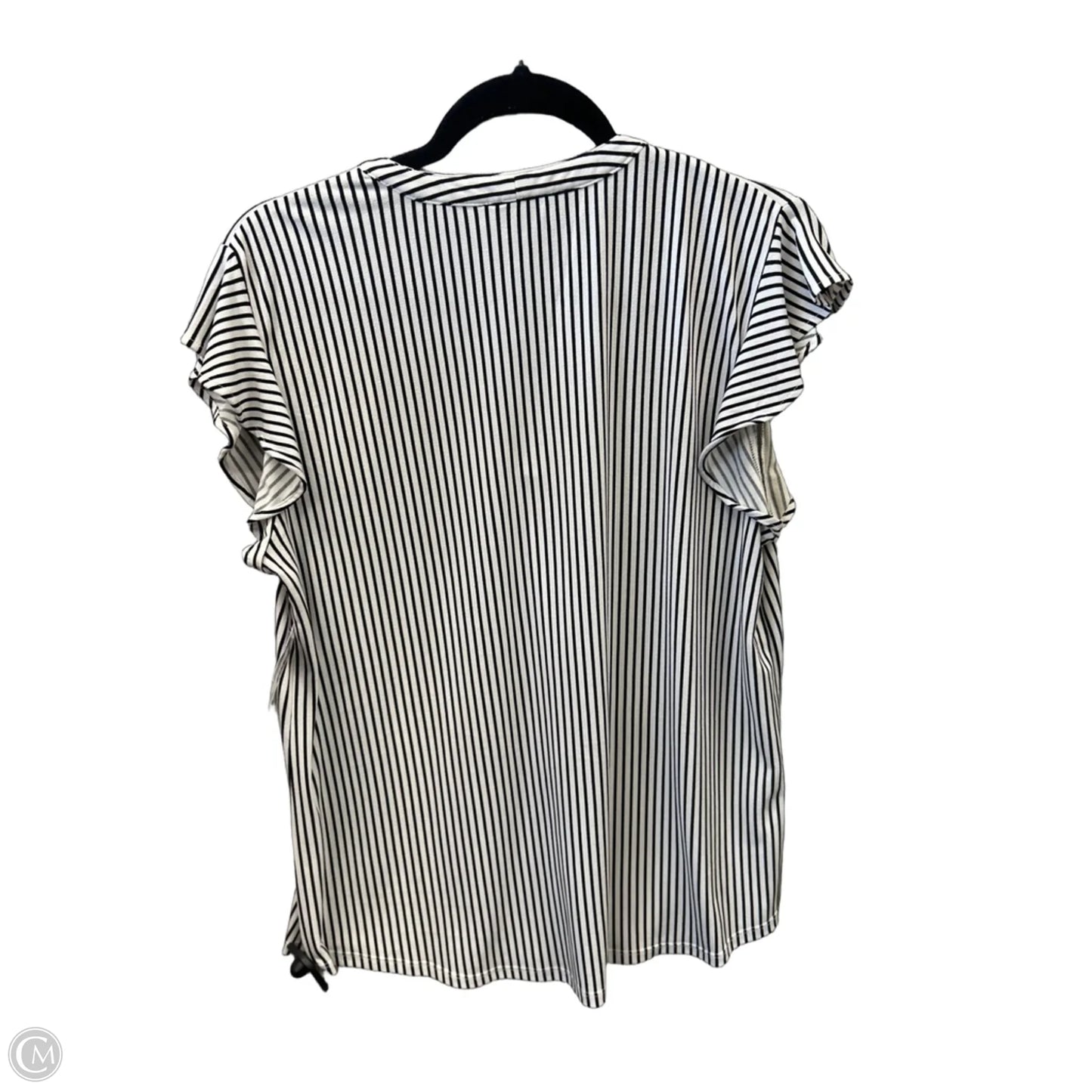 Top Short Sleeve By Adrianna Papell In Striped Pattern, Size: L