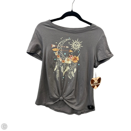 Top Short Sleeve By Self Esteem In Grey, Size: M