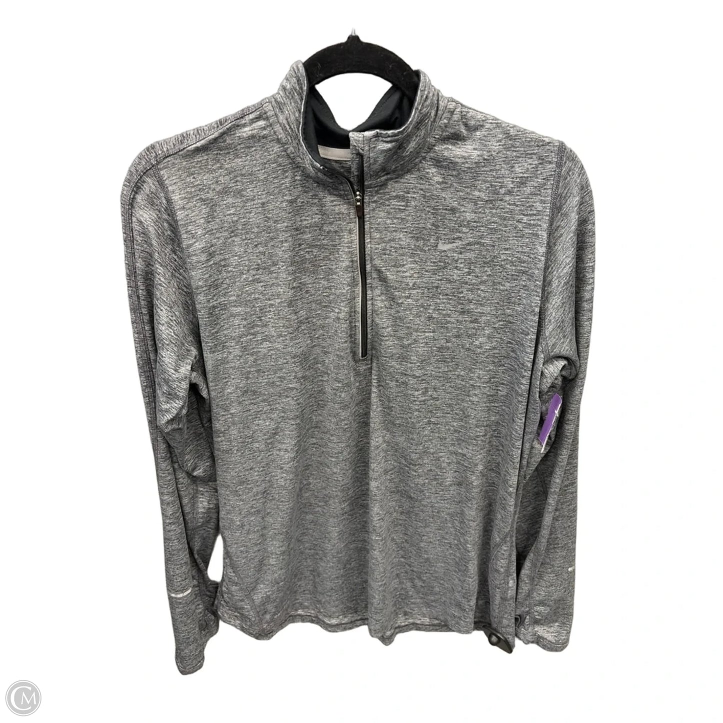 Athletic Top Long Sleeve Collar By Nike In Grey, Size: Xl