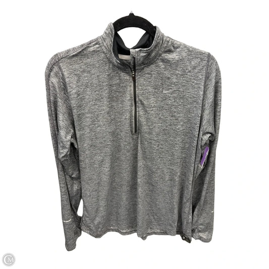 Athletic Top Long Sleeve Collar By Nike In Grey, Size: Xl