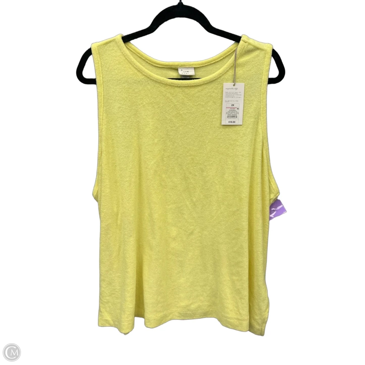 Top Sleeveless Basic By A New Day In Yellow, Size: 2x