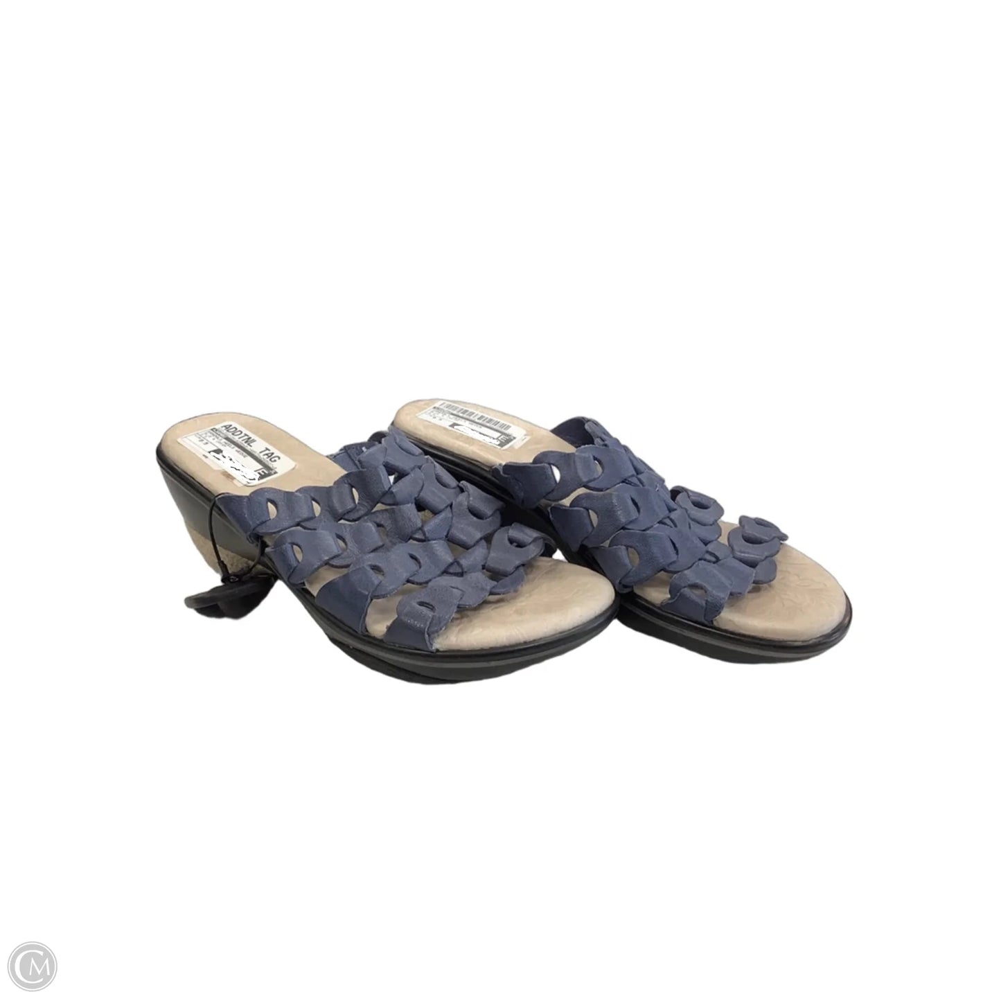 Sandals Heels Wedge By Jambu In Blue & Cream, Size: 9.5