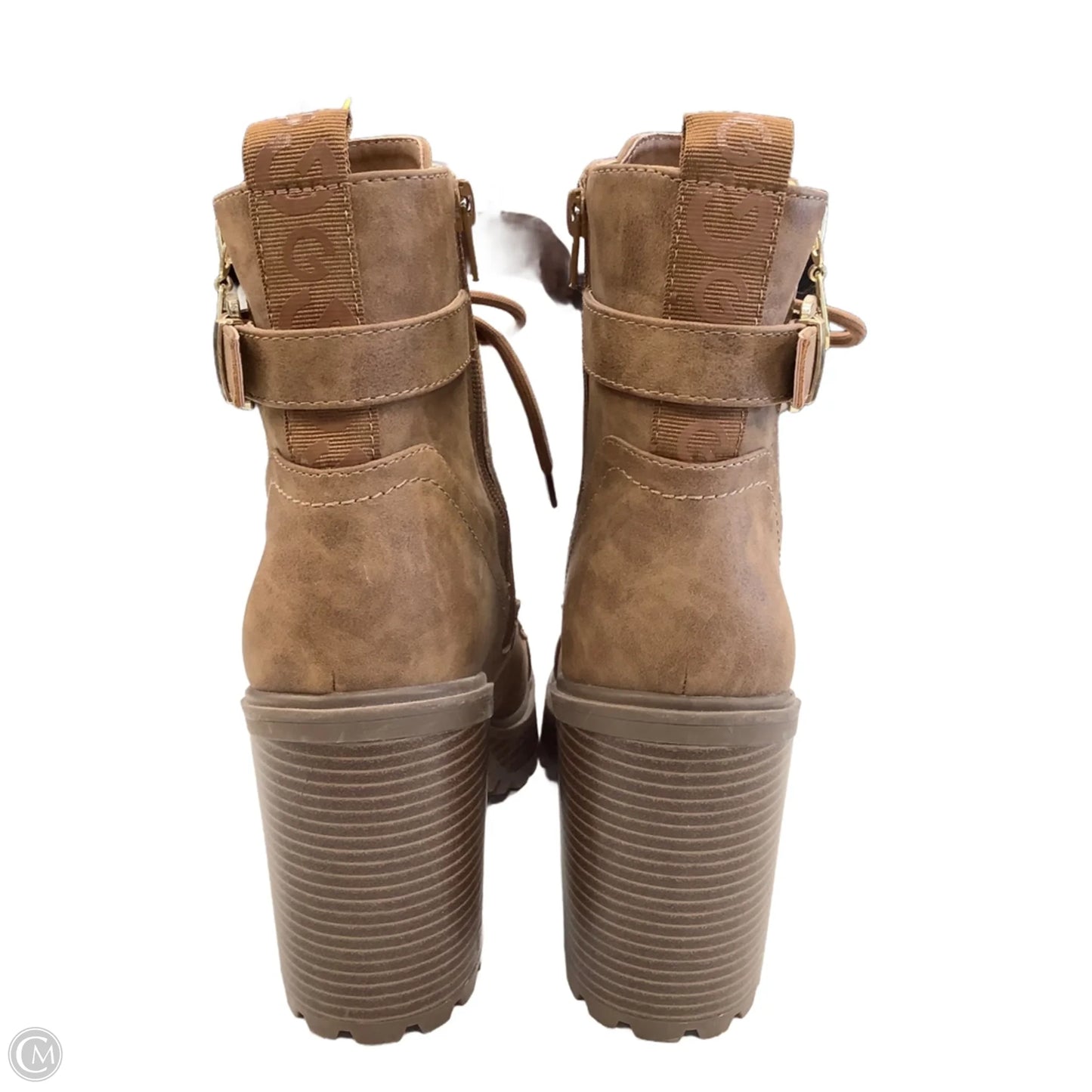 Boots Ankle Heels By Guess In Brown, Size: 9