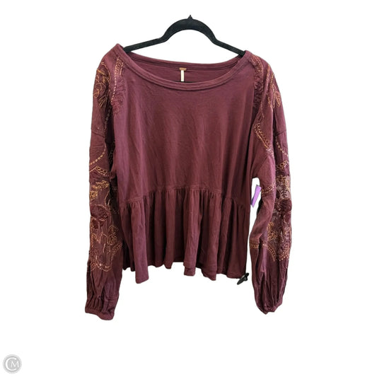 Top Long Sleeve By Free People In Maroon, Size: M