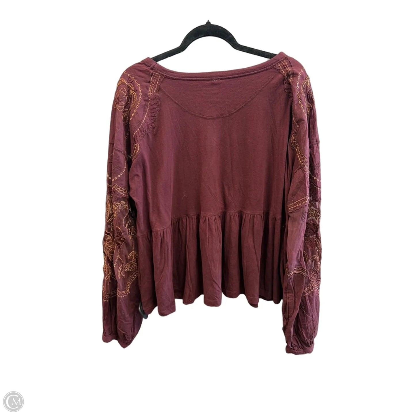Top Long Sleeve By Free People In Maroon, Size: M
