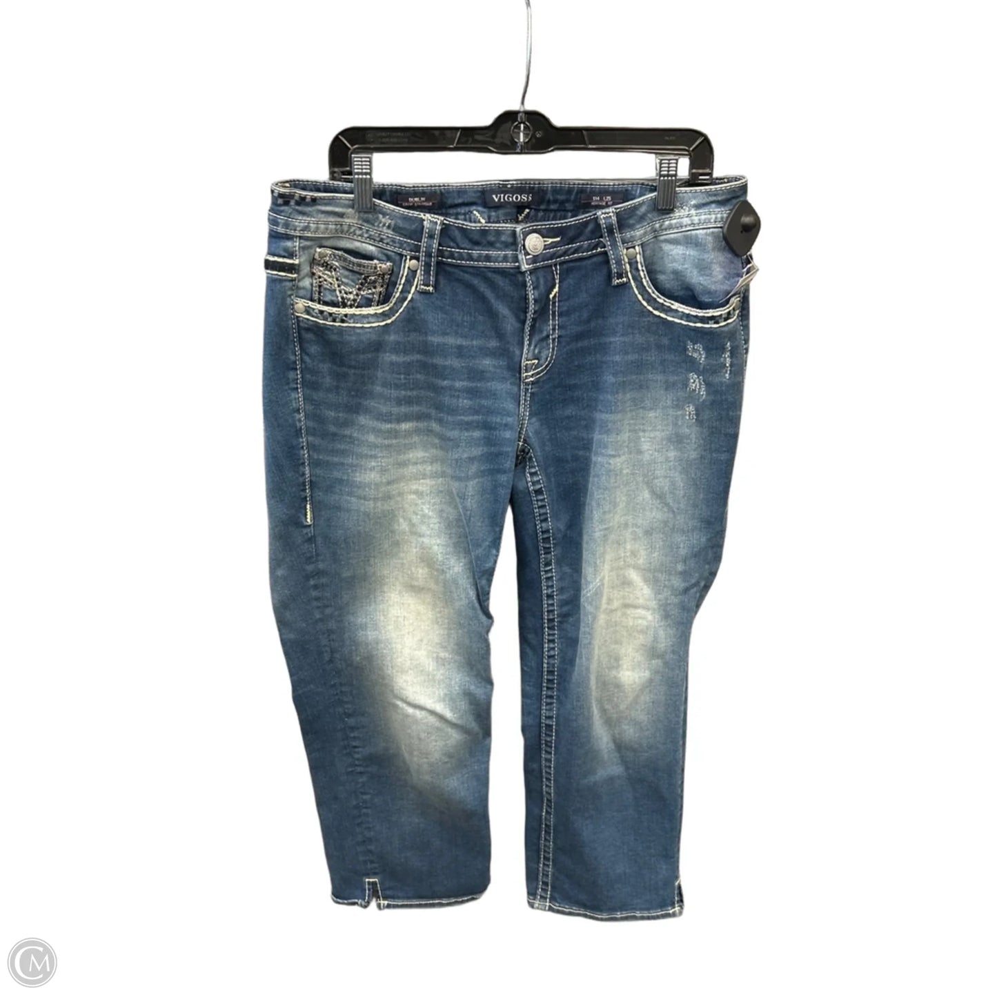 Jeans Cropped By Vigoss In Blue Denim, Size: 14