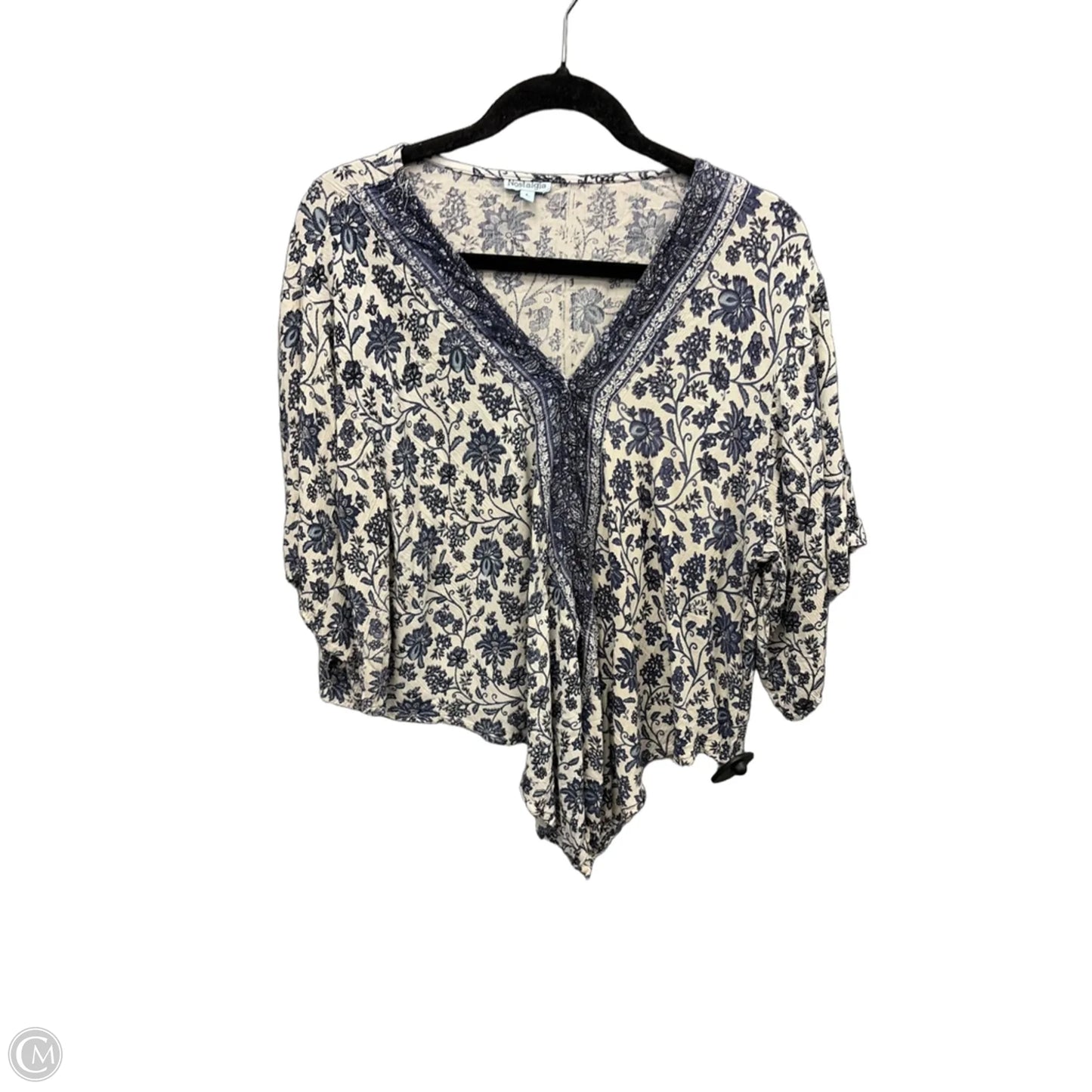 Top 3/4 Sleeve By Clothes Mentor In Blue, Size: L