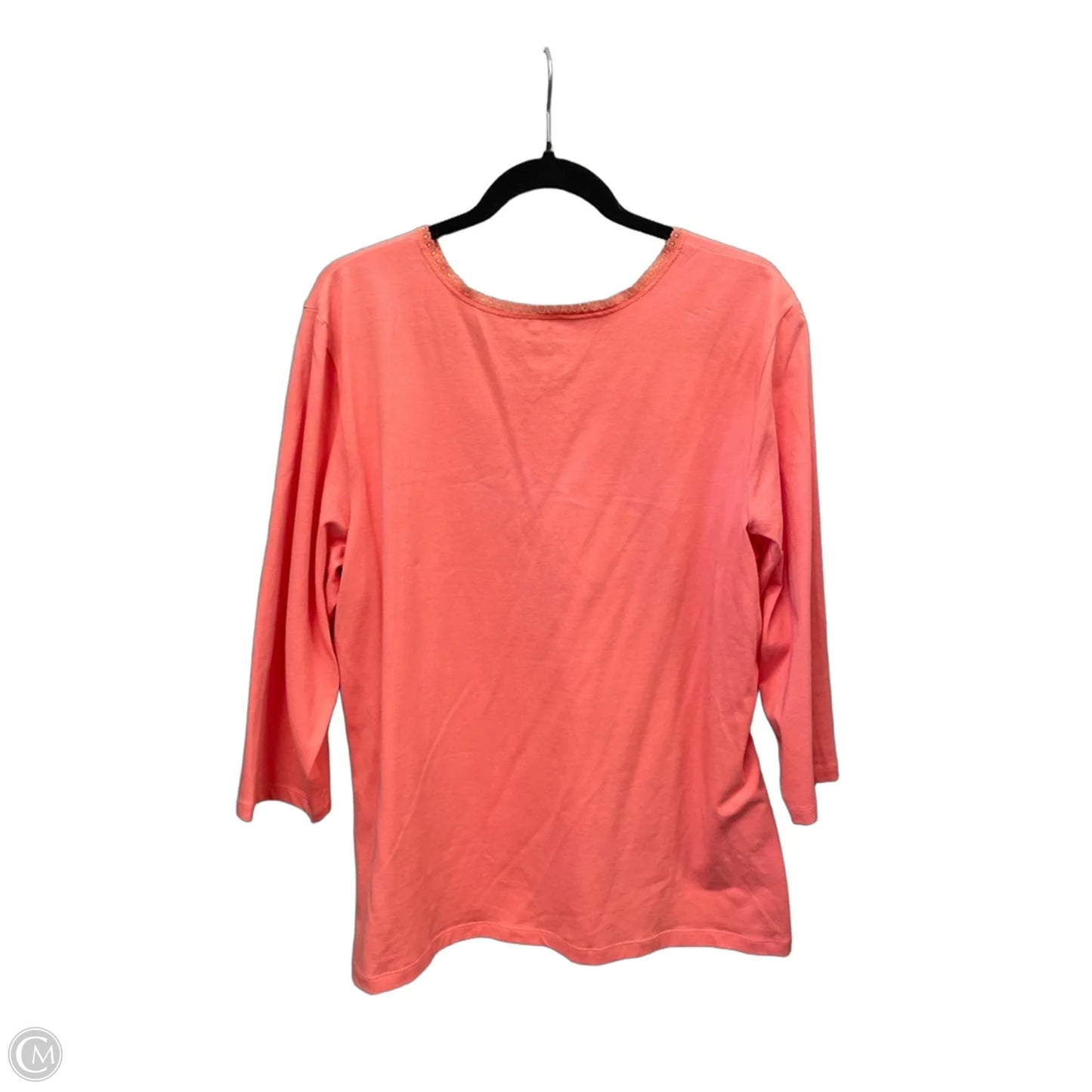 Top 3/4 Sleeve Basic By Christopher And Banks In Orange, Size: Xl