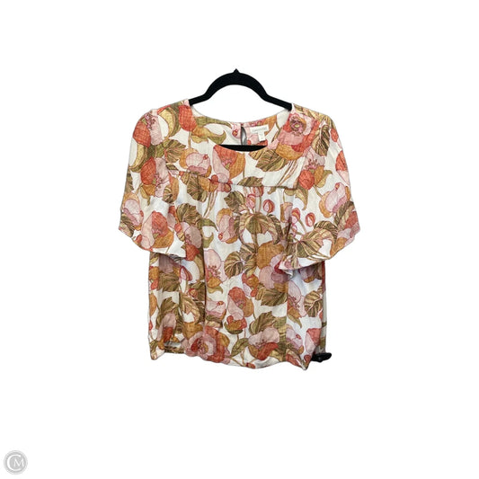 Top Short Sleeve By Garnet Hill In Floral Print, Size: M