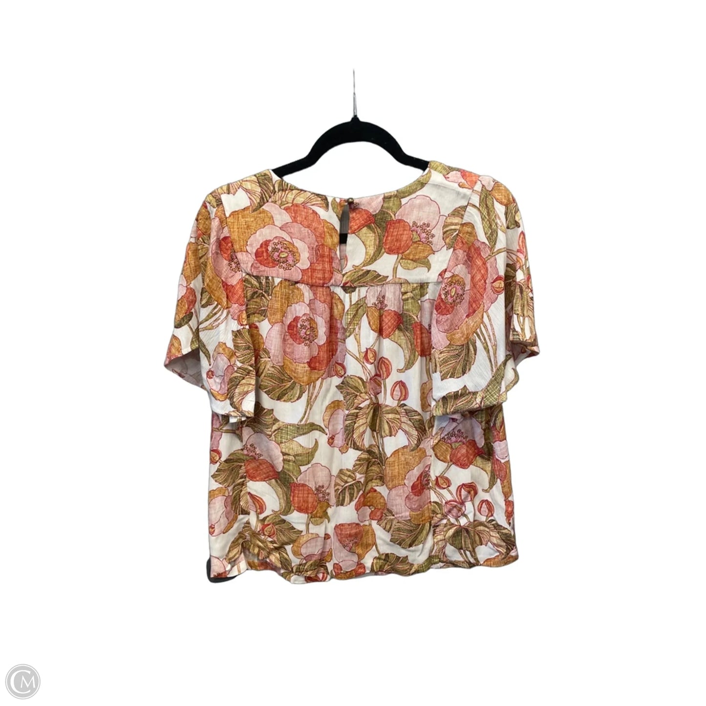 Top Short Sleeve By Garnet Hill In Floral Print, Size: M