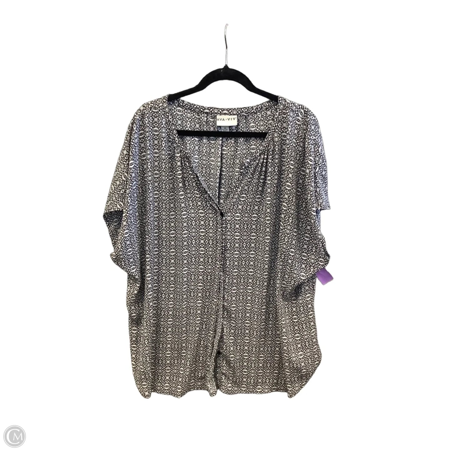 Top Short Sleeve By Ava & Viv In Black, Size: 3x