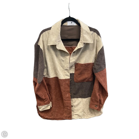 Jacket Shirt By Clothes Mentor In Brown & Tan, Size: S