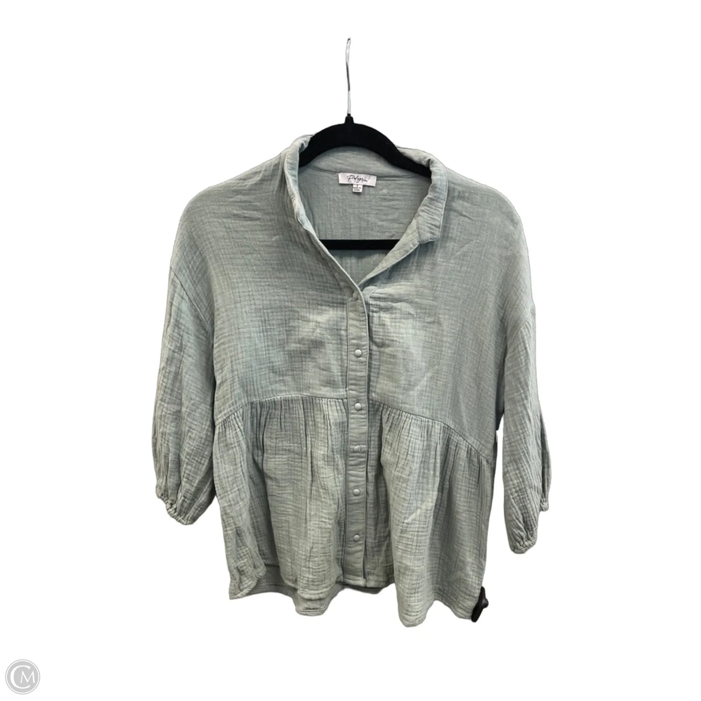 Top 3/4 Sleeve By Polygram In Green, Size: S