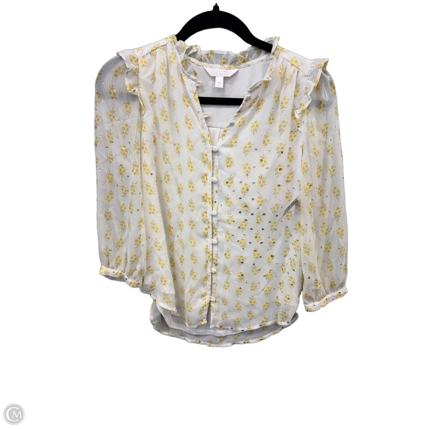 Blouse Long Sleeve By Lc Lauren Conrad In Yellow, Size: Xs