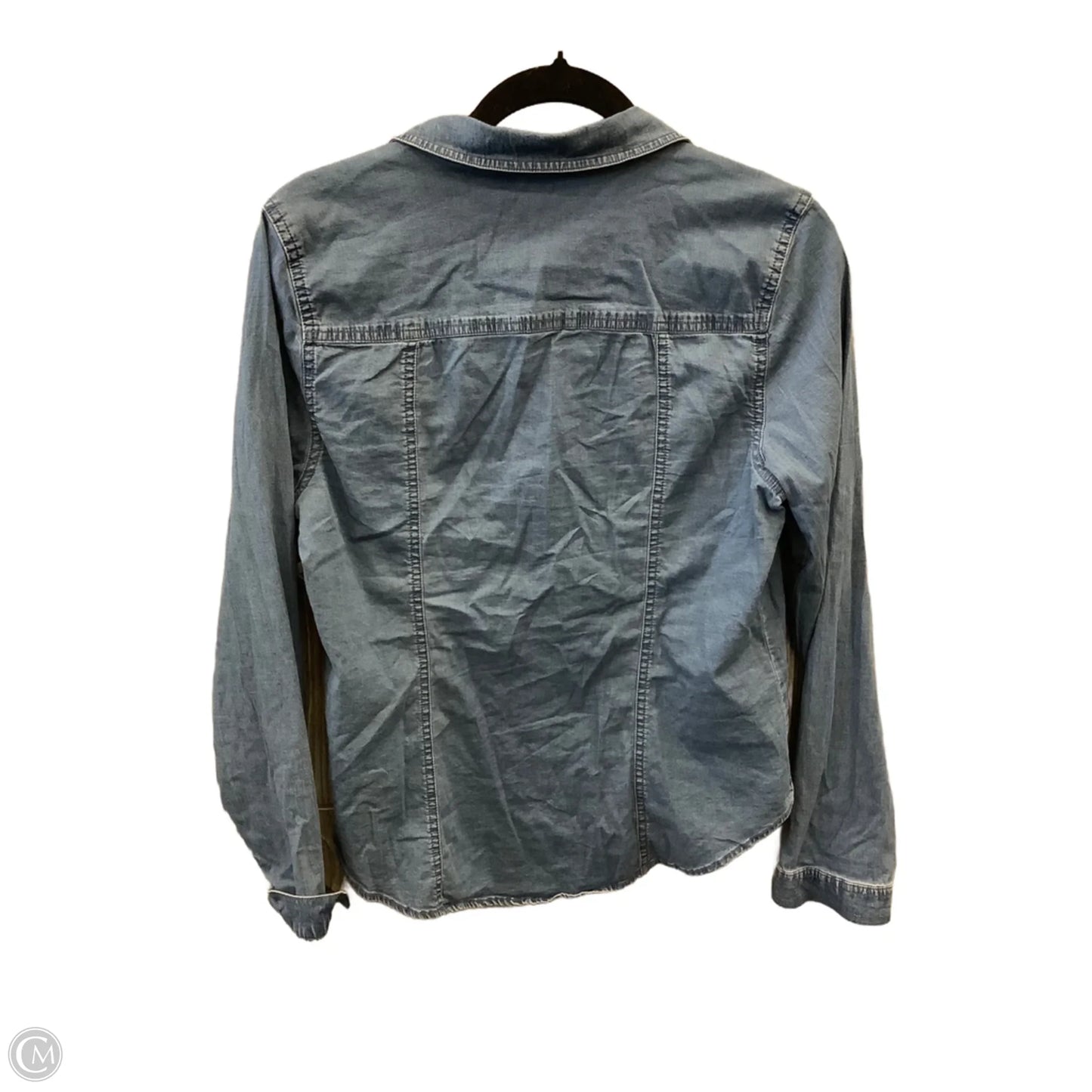 Top Long Sleeve By Guess In Blue, Size: M