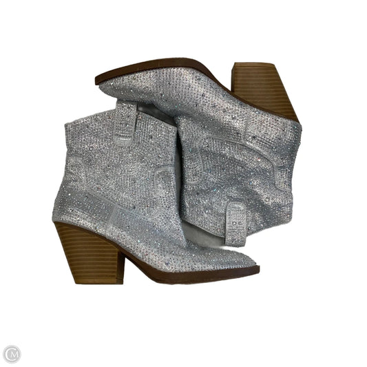 Boots Ankle Heels By Forever In Silver, Size: 7.5