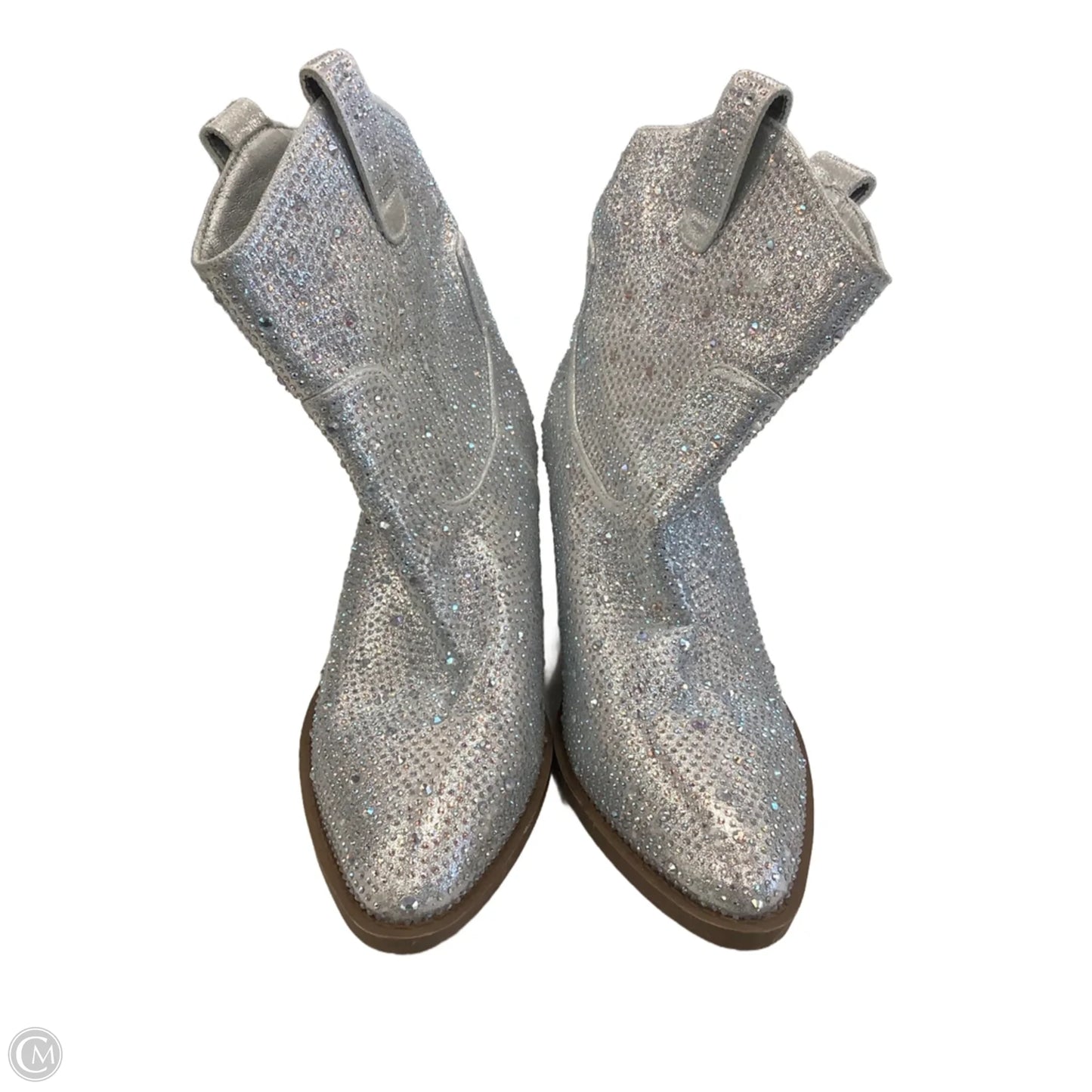 Boots Ankle Heels By Forever In Silver, Size: 7.5