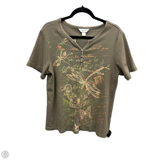 Top Short Sleeve By Christopher And Banks In Green, Size: Xl