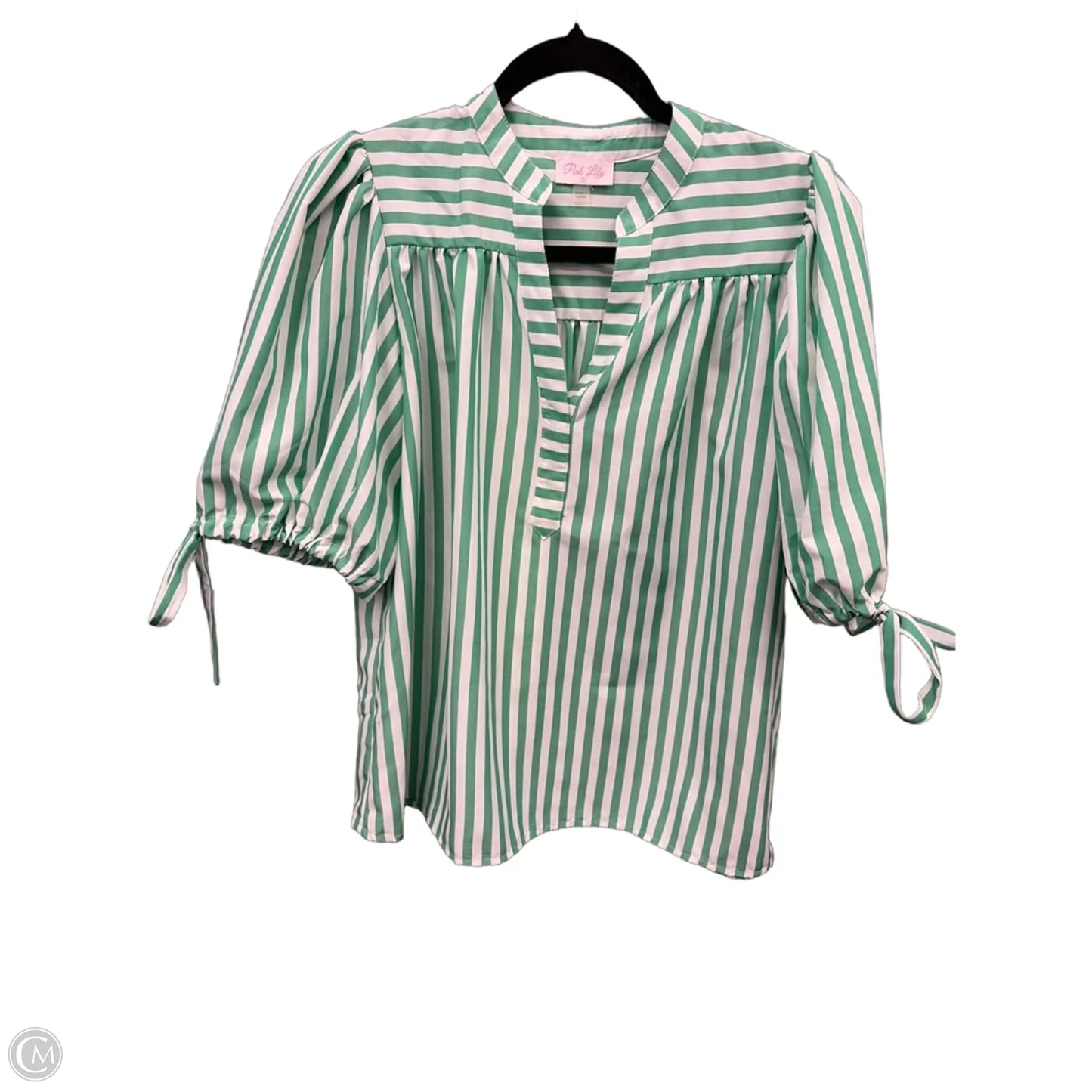 Top Short Sleeve By Pink Lily In Striped Pattern, Size: S