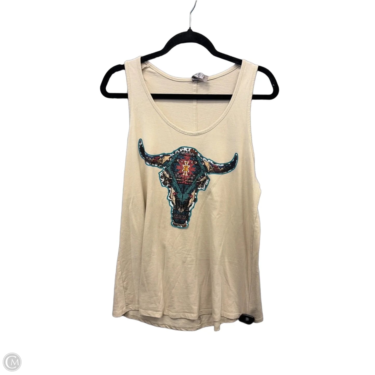 Top Sleeveless By Platinum In Tan, Size: Xl