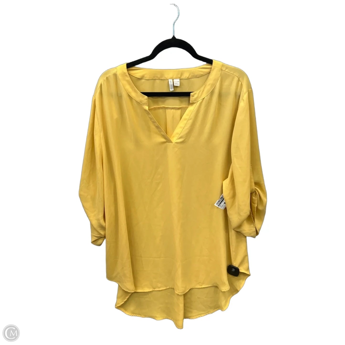 Tunic 3/4 Sleeve By Cato In Yellow, Size: 3x