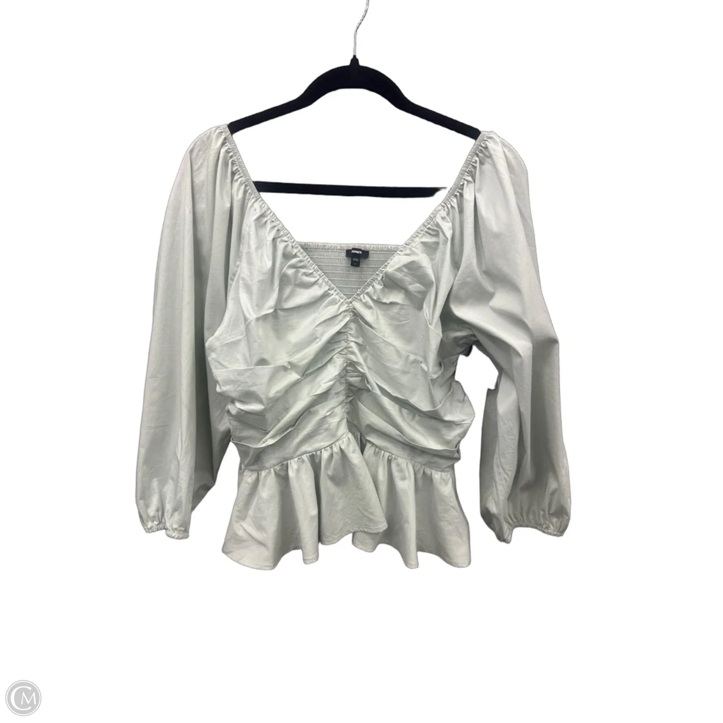 Blouse 3/4 Sleeve By Express In Green, Size: L