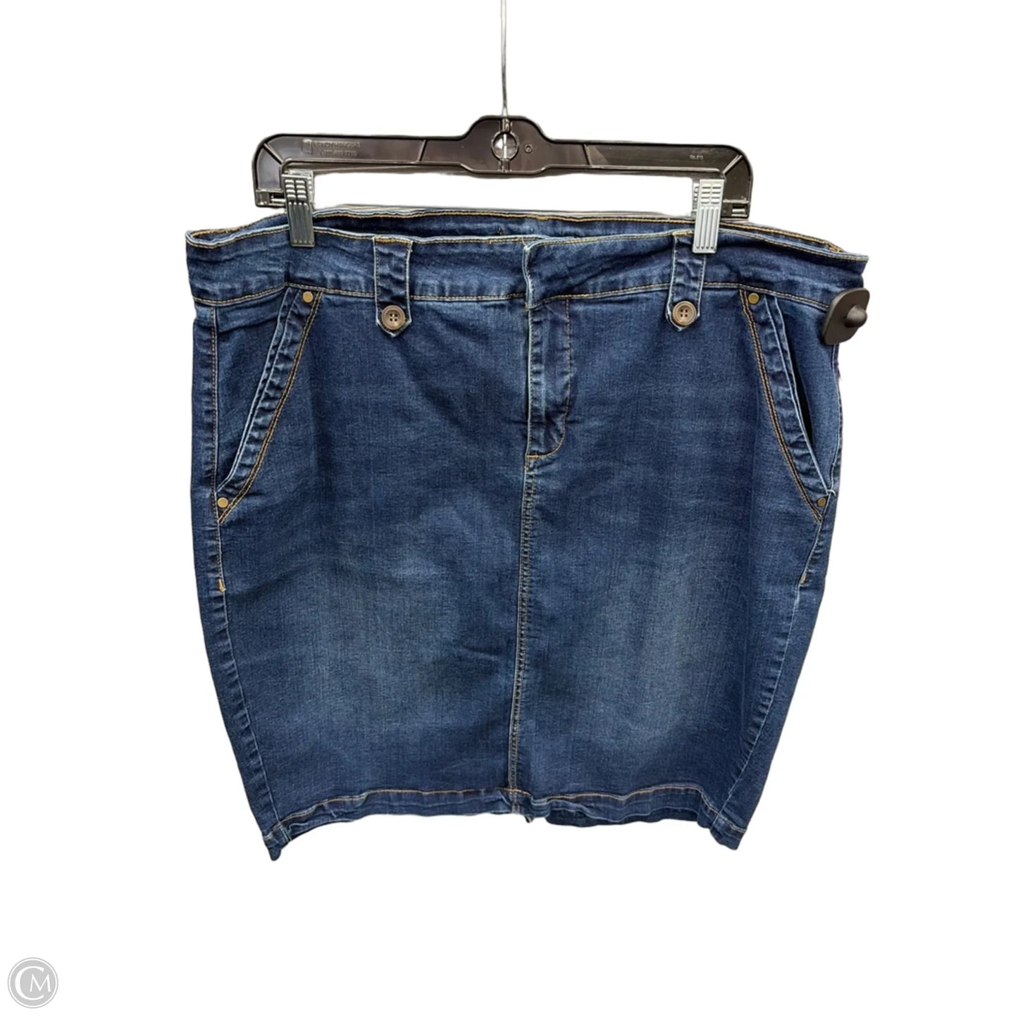 Skirt Midi By One 5 One In Blue Denim, Size: 22
