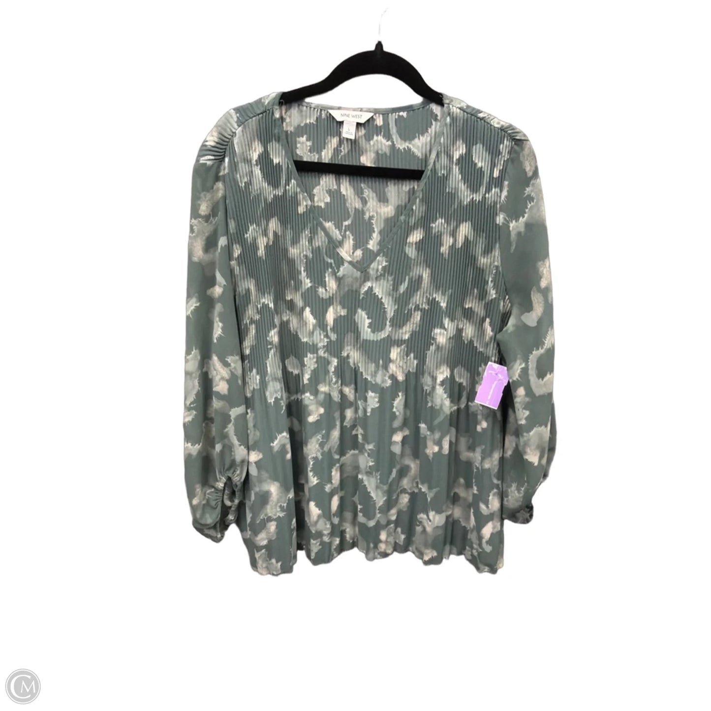 Blouse Long Sleeve By Nine West In Green, Size: L