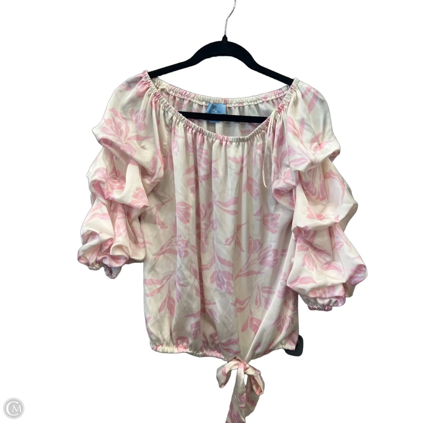 Top 3/4 Sleeve By Cece In Pink & White, Size: M