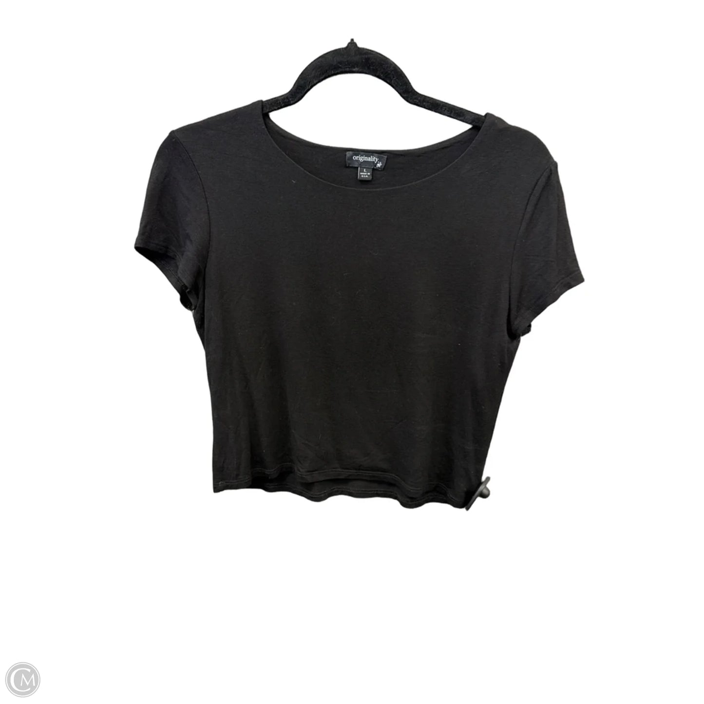 Top Short Sleeve Basic By Originality In Black, Size: L
