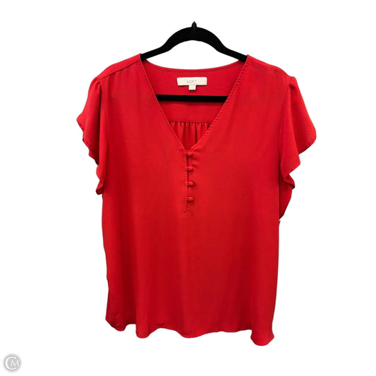 Blouse Short Sleeve By Loft In Red, Size: Xl