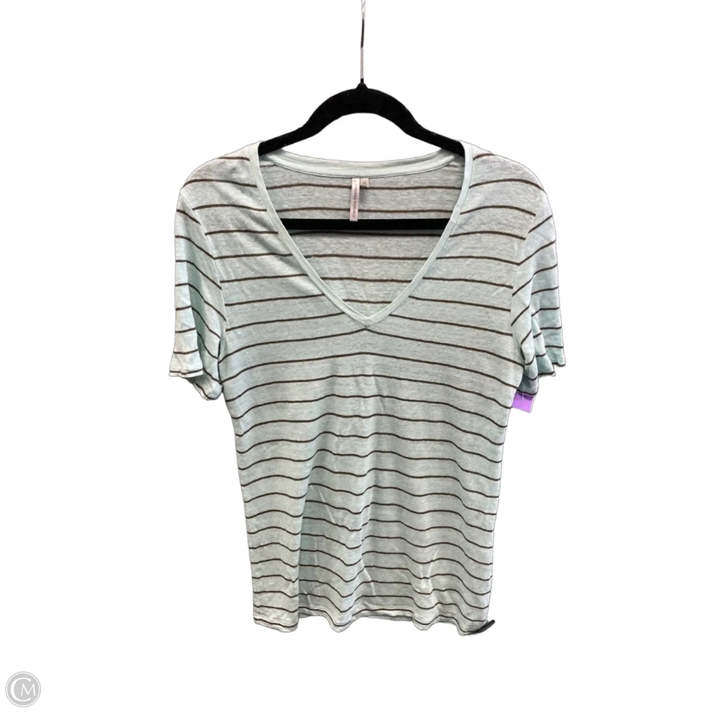 Top Short Sleeve By Banana Republic In Striped Pattern, Size: M