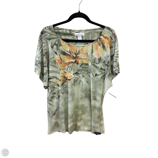 Top Short Sleeve By Christopher And Banks In Green, Size: L