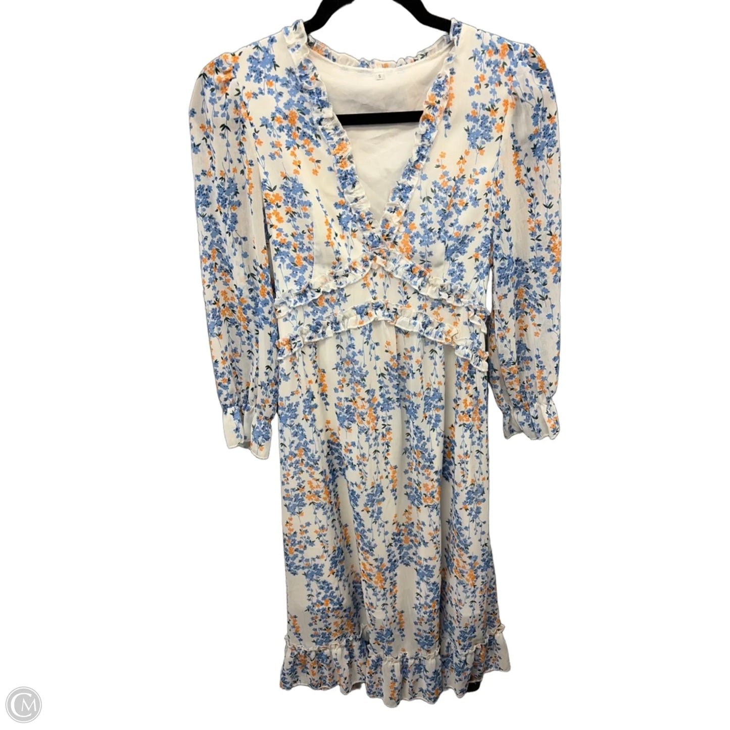 Dress Casual Midi By Clothes Mentor In Blue & White, Size: S