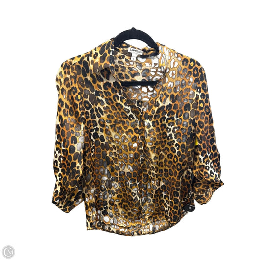 Top 3/4 Sleeve By Express In Animal Print, Size: Sp