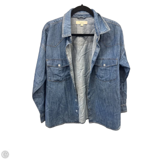 Top Long Sleeve By Loft In Blue Denim, Size: M