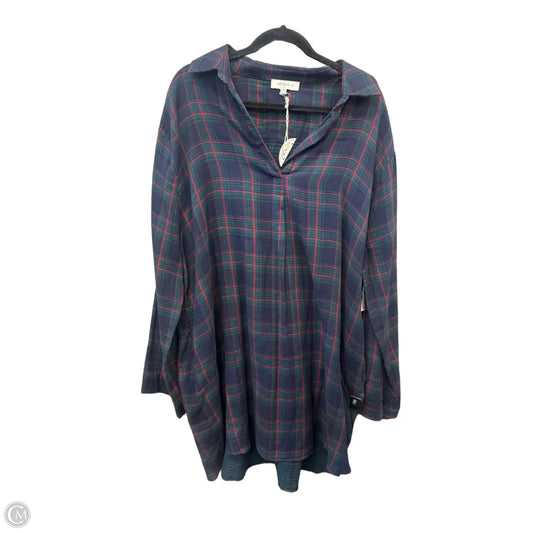 Tunic Long Sleeve By Umgee In Plaid Pattern, Size: 2x