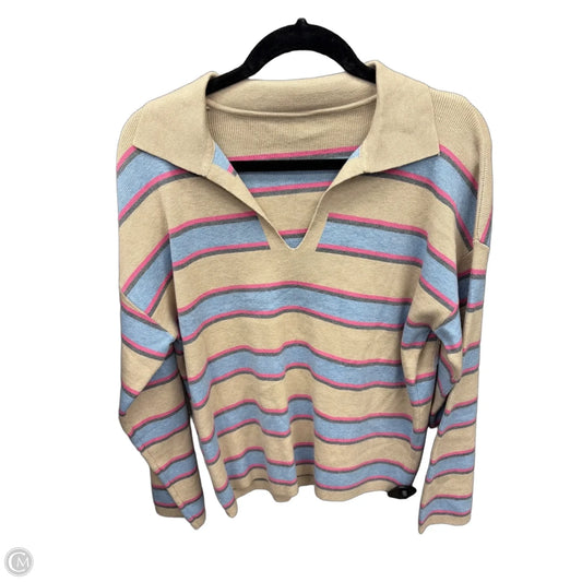 Sweatshirt Collar By Clothes Mentor In Striped Pattern, Size: M