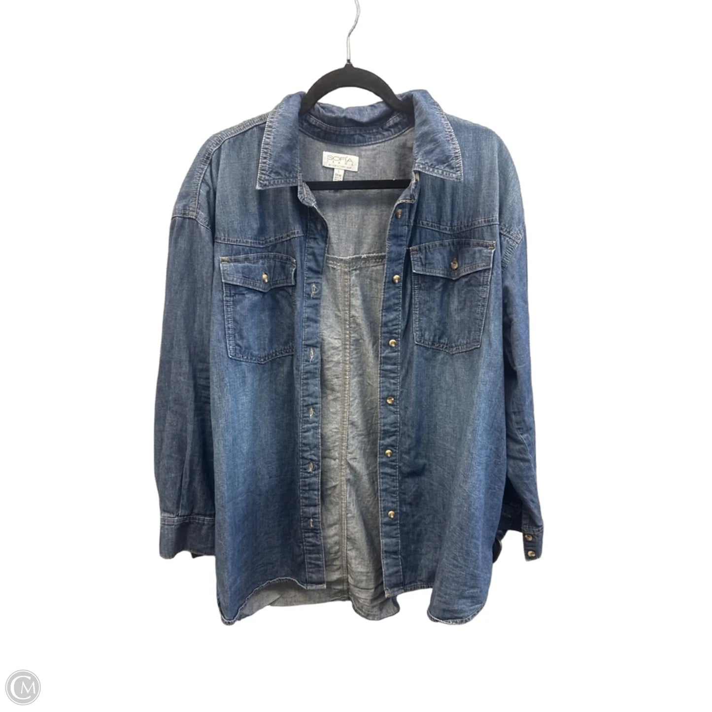 Top Long Sleeve By Sofia By Sofia Vergara In Blue Denim, Size: L