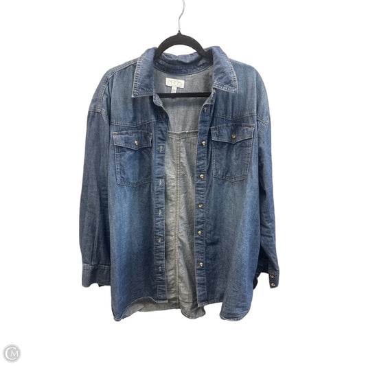 Top Long Sleeve By Sofia By Sofia Vergara In Blue Denim, Size: L