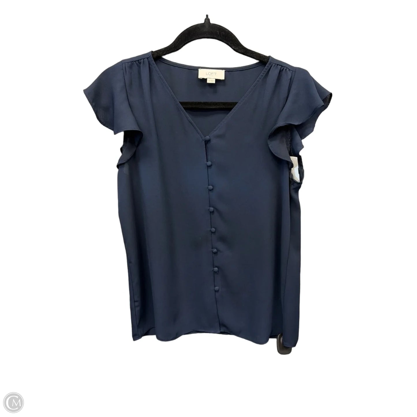 Blouse Short Sleeve By Loft In Navy, Size: Xs