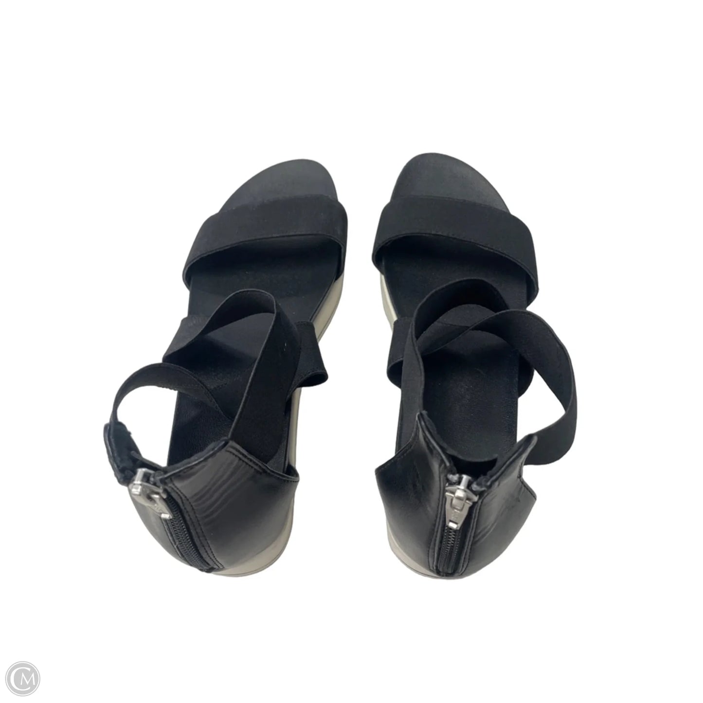 Sandals Heels Wedge By Time And Tru In Black & White, Size: 8.5