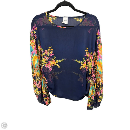 Blouse 3/4 Sleeve By Clothes Mentor In Navy, Size: S
