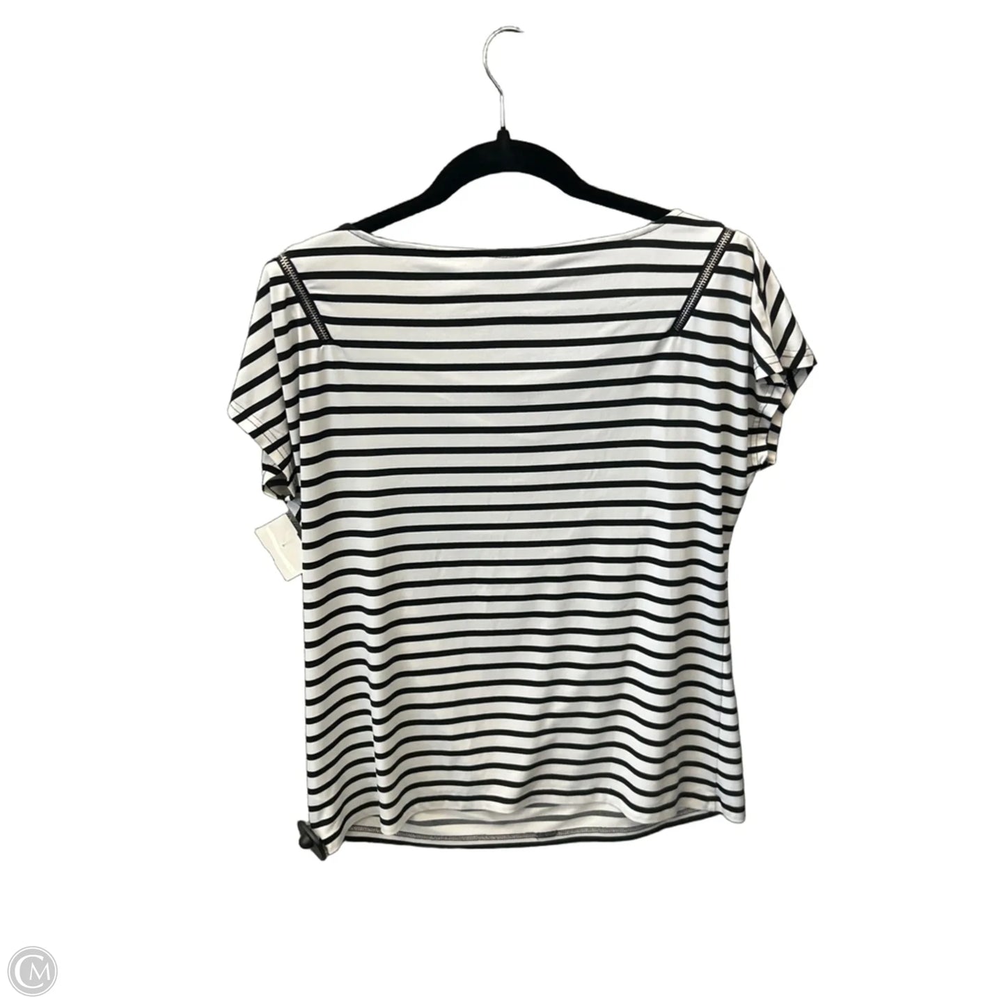 Top Short Sleeve By Worthington In Striped Pattern, Size: L