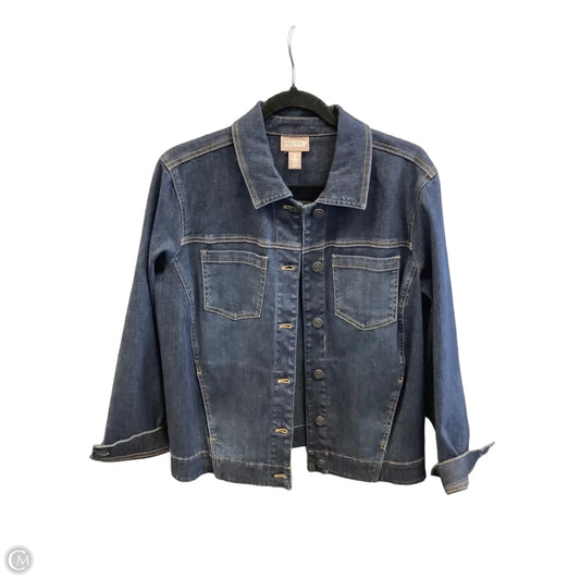 Jacket Denim By Chicos In Blue Denim, Size: L