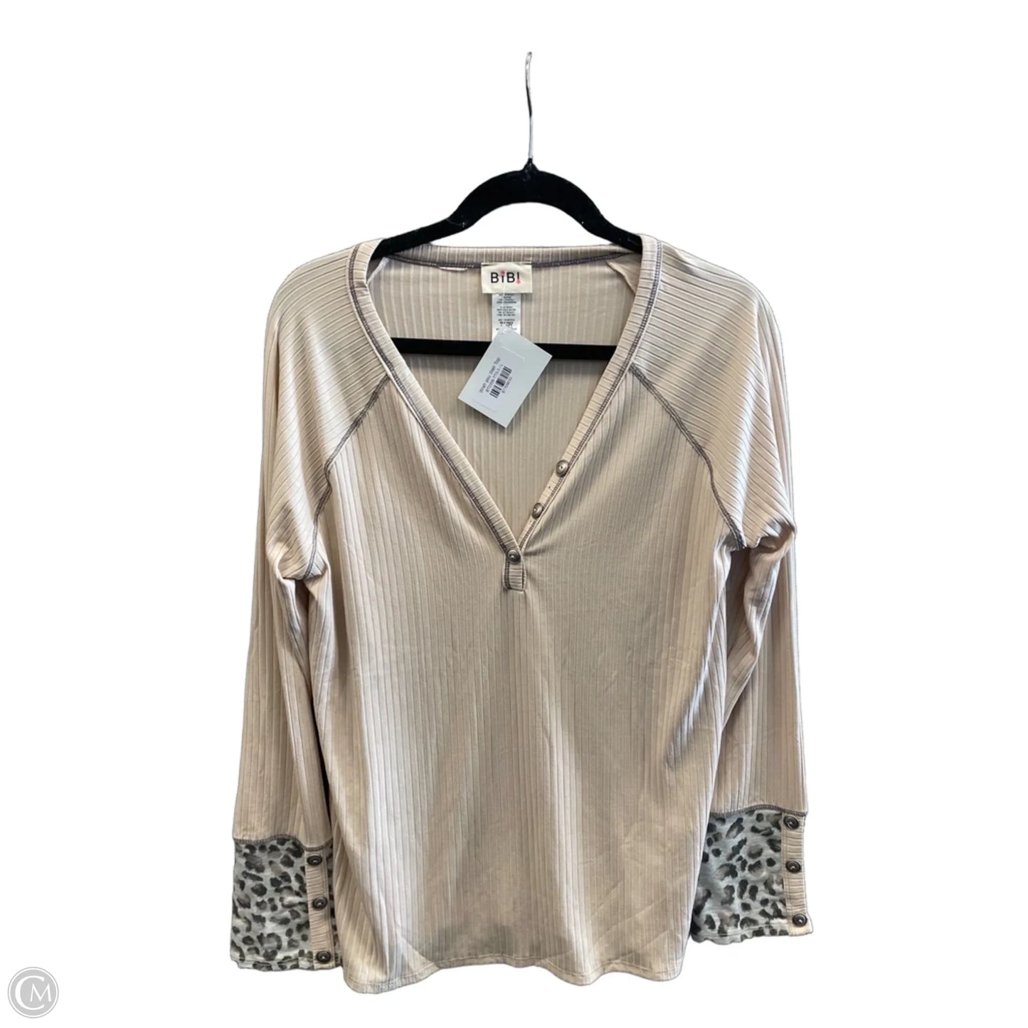 Top Long Sleeve By Bibi In Tan, Size: L