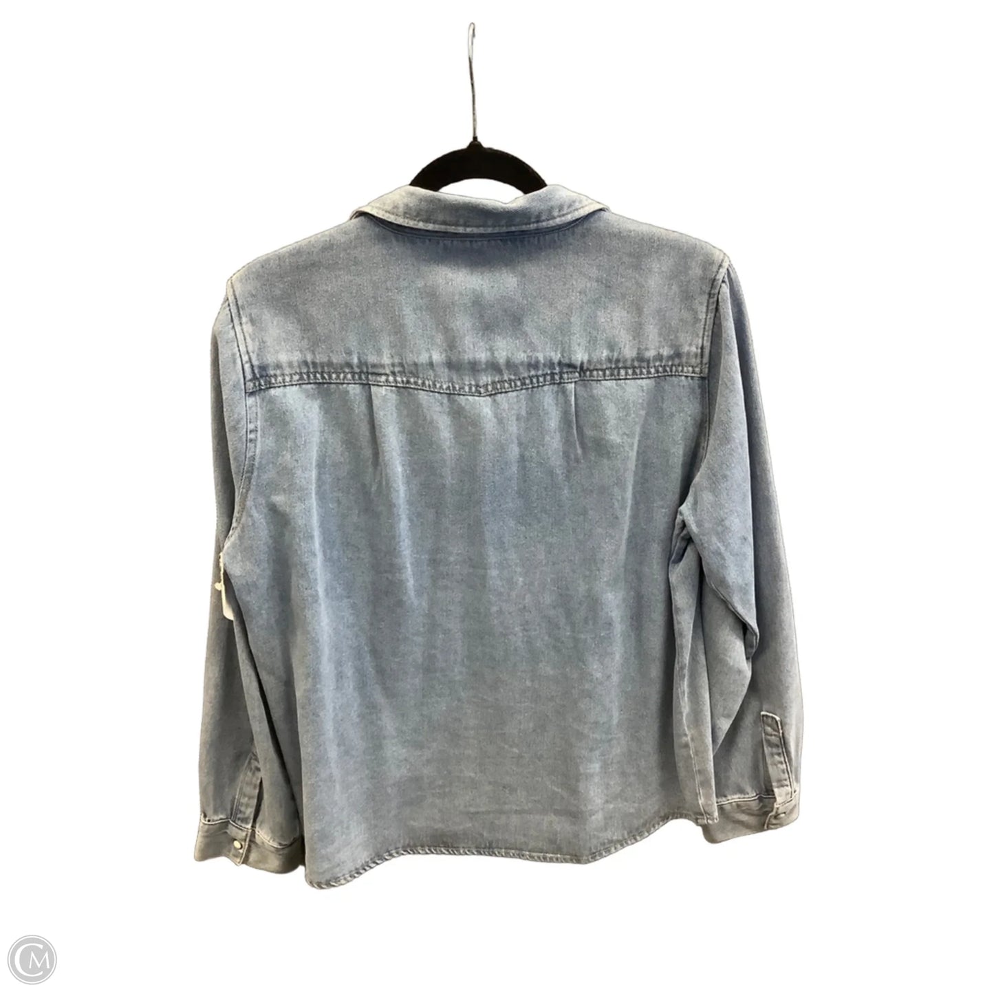 Jacket Shirt By Velvet Heart In Blue Denim, Size: L