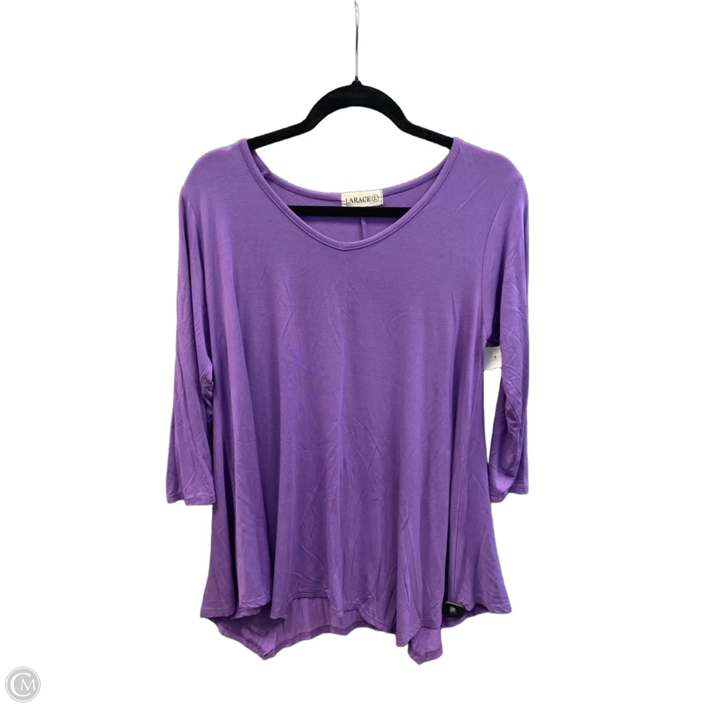 Tunic 3/4 Sleeve By Clothes Mentor In Purple, Size: L